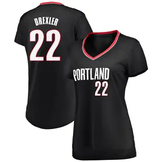 Women's Clyde Drexler Portland Trail Blazers Black Jersey - Icon Edition - Fast Break